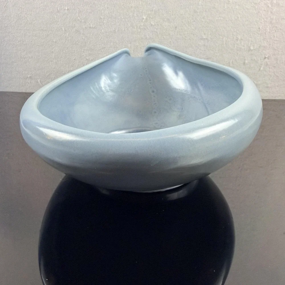 Frankoma 214 Freeform Console Bowl Sky Blue MCM Centerpiece 12